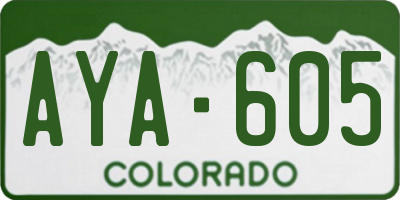CO license plate AYA605