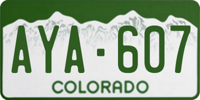 CO license plate AYA607