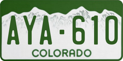 CO license plate AYA610