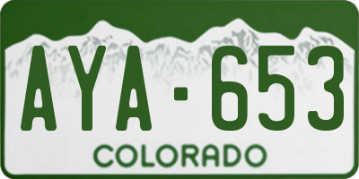 CO license plate AYA653