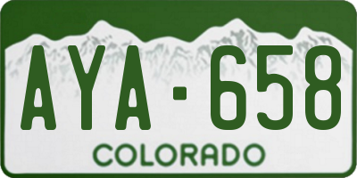 CO license plate AYA658