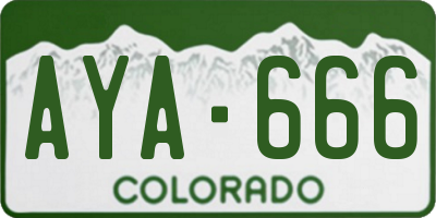 CO license plate AYA666