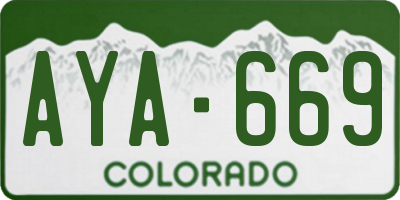 CO license plate AYA669