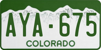 CO license plate AYA675