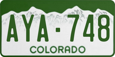 CO license plate AYA748