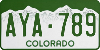 CO license plate AYA789