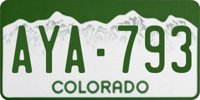 CO license plate AYA793