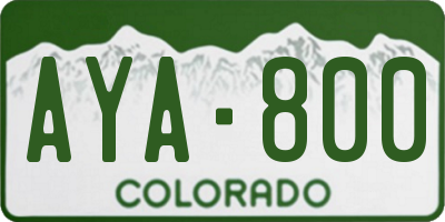 CO license plate AYA800