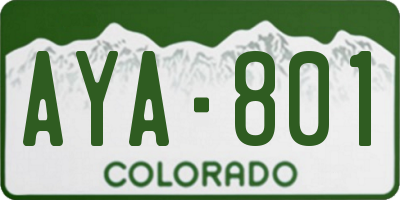 CO license plate AYA801