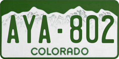 CO license plate AYA802