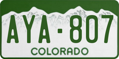 CO license plate AYA807