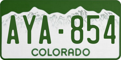 CO license plate AYA854