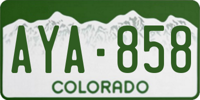 CO license plate AYA858