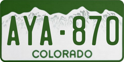 CO license plate AYA870