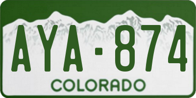 CO license plate AYA874