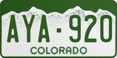 CO license plate AYA920