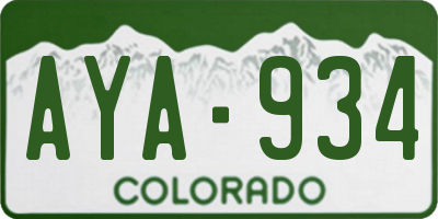 CO license plate AYA934