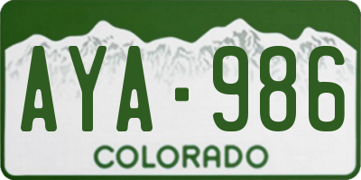 CO license plate AYA986