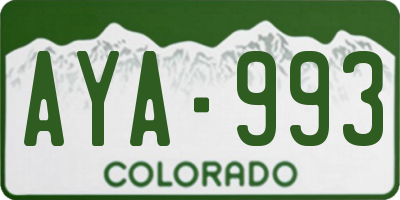 CO license plate AYA993