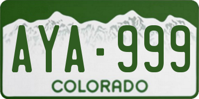 CO license plate AYA999