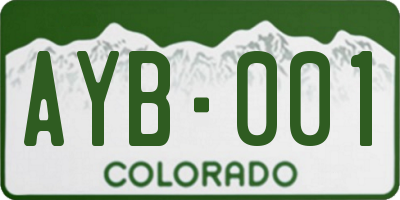 CO license plate AYB001