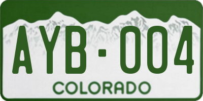 CO license plate AYB004