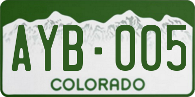 CO license plate AYB005
