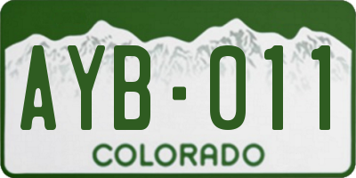 CO license plate AYB011