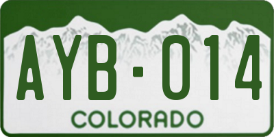 CO license plate AYB014