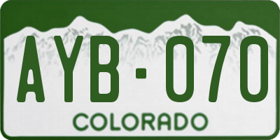 CO license plate AYB070