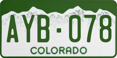 CO license plate AYB078