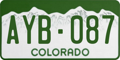 CO license plate AYB087