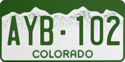 CO license plate AYB102