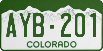 CO license plate AYB201