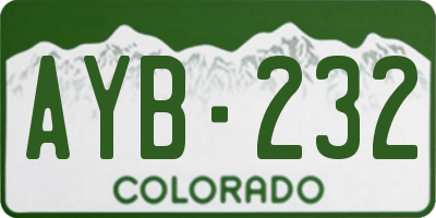 CO license plate AYB232