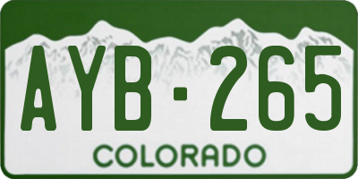 CO license plate AYB265