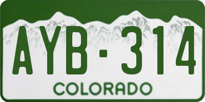 CO license plate AYB314