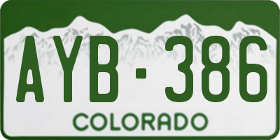 CO license plate AYB386