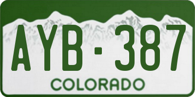 CO license plate AYB387