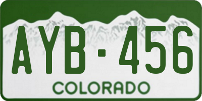 CO license plate AYB456