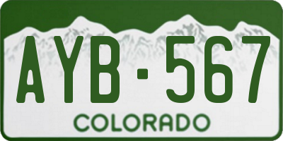 CO license plate AYB567