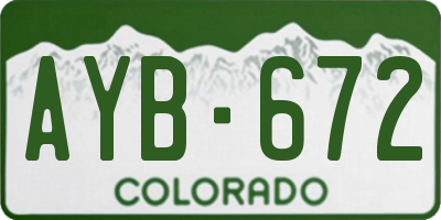 CO license plate AYB672