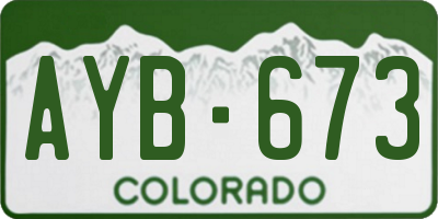 CO license plate AYB673