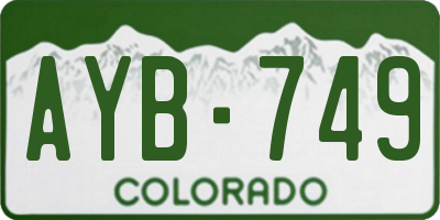 CO license plate AYB749
