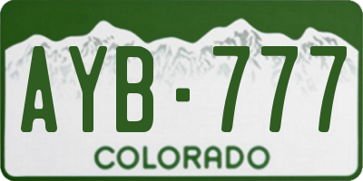 CO license plate AYB777