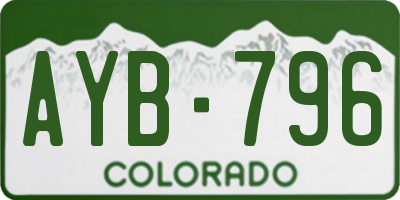 CO license plate AYB796