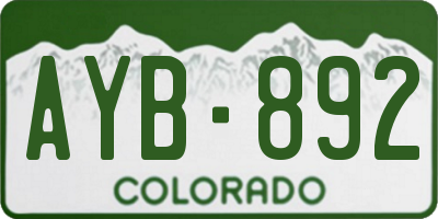 CO license plate AYB892