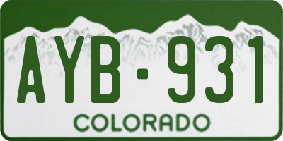 CO license plate AYB931