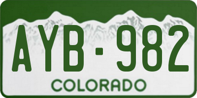 CO license plate AYB982