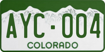 CO license plate AYC004